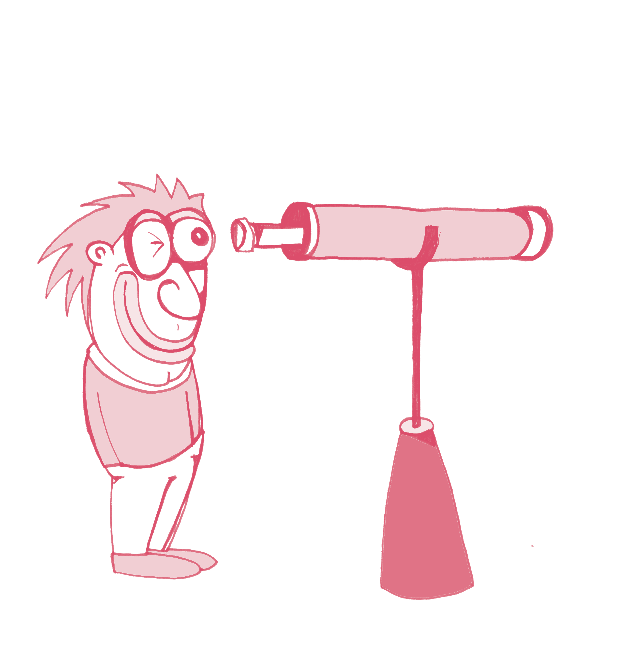 An On Your Feet illustration of a person looking carefully through a telescope